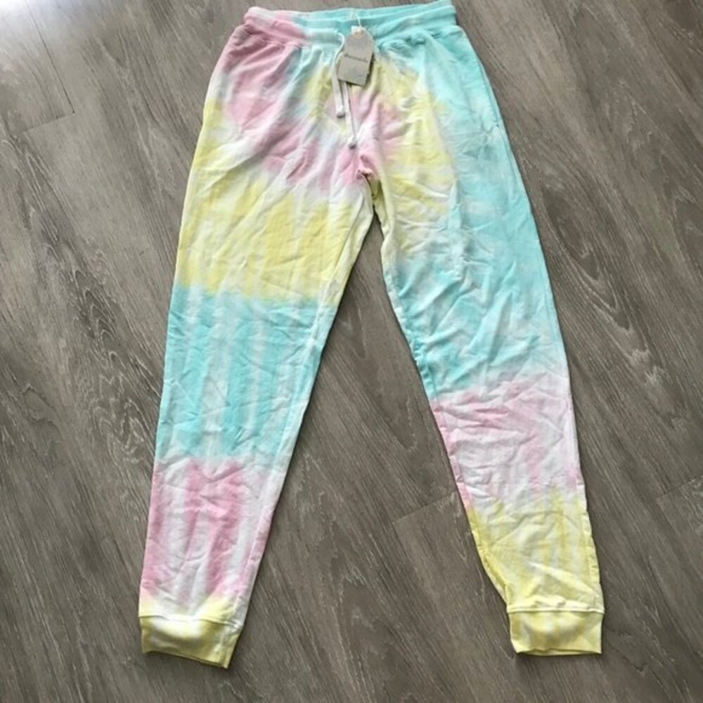 Dreamsicle Tie Dye Jogger Sweatpants Pastel Colorful Cotton Blend Size Large NWT